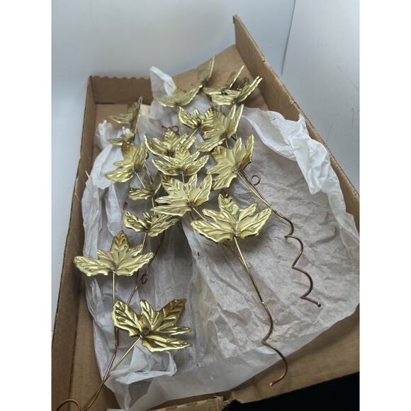 Vintage Home Interiors Wall Art Gold-tone Metal Leaves Vines 1970 Set Of 3 - Picture 2 of 7